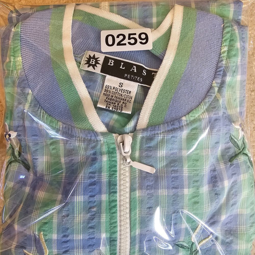 Blast Petites Jacket Cottagecore Grannycore Retro Floral Plaid Blue Green PS - Picture 12 of 12